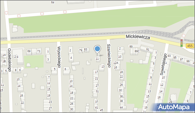 Wrocław, Szanieckiego Jana, 9, mapa Wrocławia