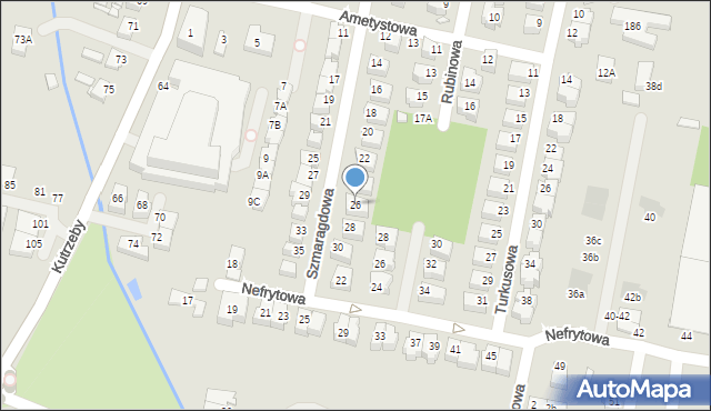 Wrocław, Szmaragdowa, 26, mapa Wrocławia