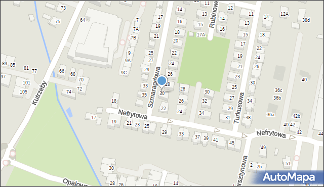 Wrocław, Szmaragdowa, 30, mapa Wrocławia