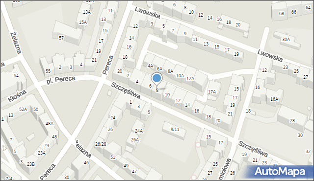 Wrocław, Szczęśliwa, 8, mapa Wrocławia