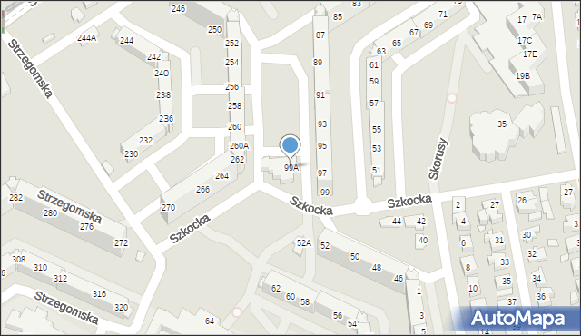 Wrocław, Szkocka, 99A, mapa Wrocławia