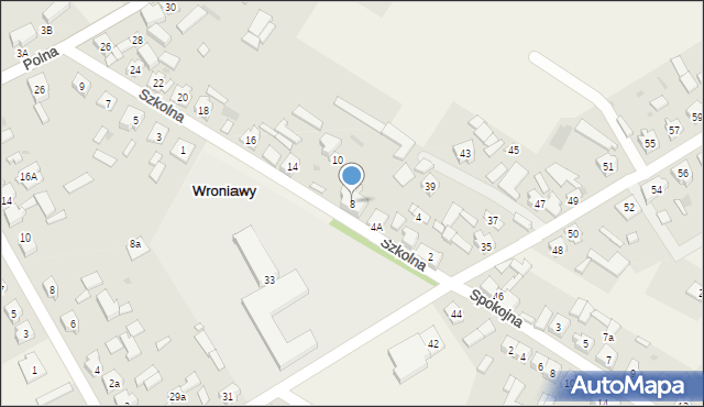 Wroniawy, Szkolna, 8, mapa Wroniawy