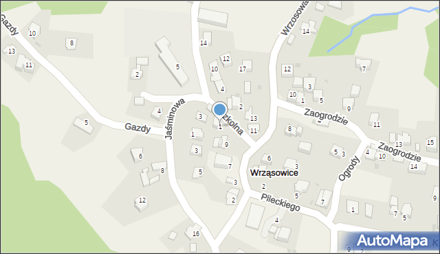 Wrząsowice, Szkolna, 1, mapa Wrząsowice