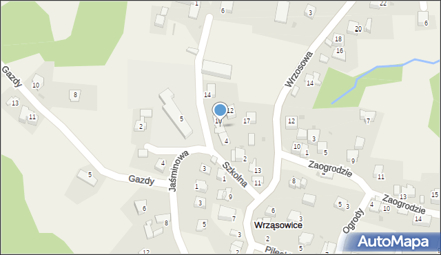 Wrząsowice, Szkolna, 8, mapa Wrząsowice