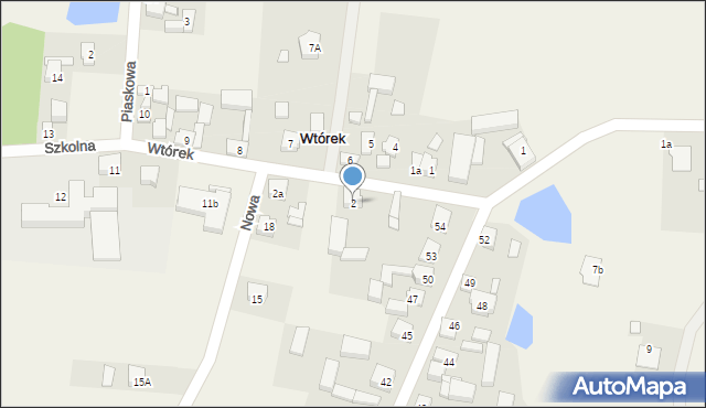 Wtórek, Szkolna, 2, mapa Wtórek