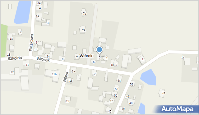 Wtórek, Szkolna, 5, mapa Wtórek