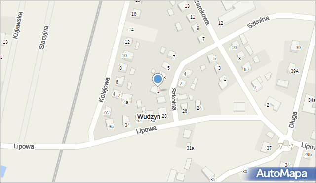 Wudzyn, Szkolna, 1, mapa Wudzyn