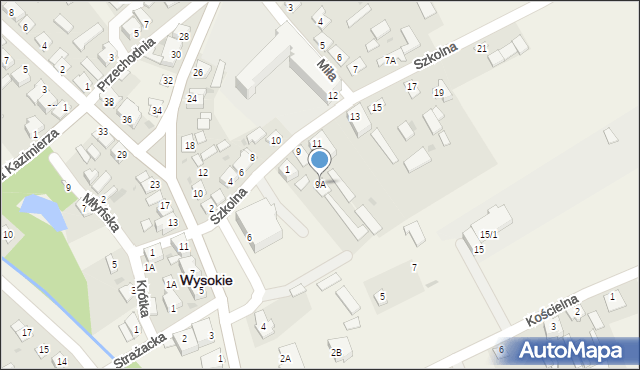 Wysokie, Szkolna, 9A, mapa Wysokie