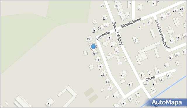 Wysokie Mazowieckie, Szopena, 21, mapa Wysokie Mazowieckie