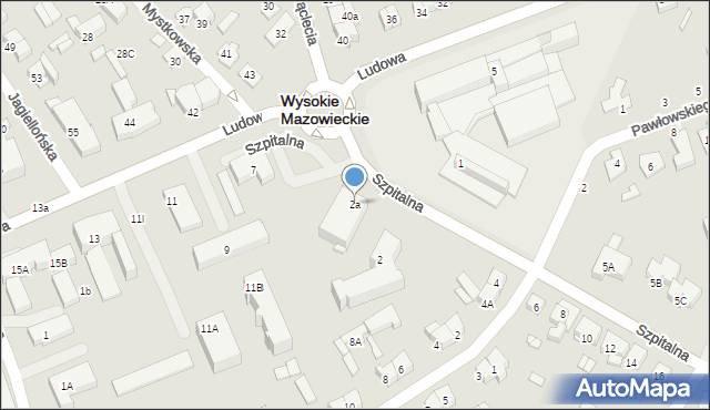 Wysokie Mazowieckie, Szpitalna, 2a, mapa Wysokie Mazowieckie