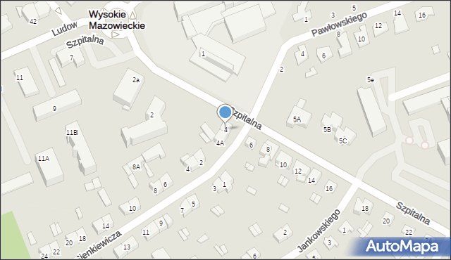 Wysokie Mazowieckie, Szpitalna, 4, mapa Wysokie Mazowieckie