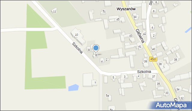 Wyszanów, Szkolna, 6, mapa Wyszanów