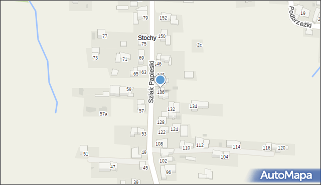 Ząb, Szlak Papieski, 136, mapa Ząb