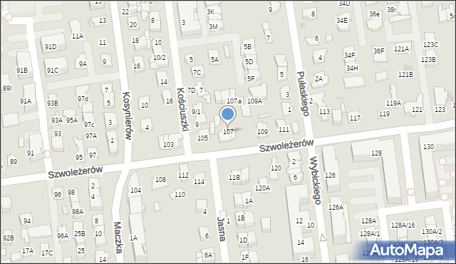 Ząbki, Szwoleżerów, 107, mapa Ząbki