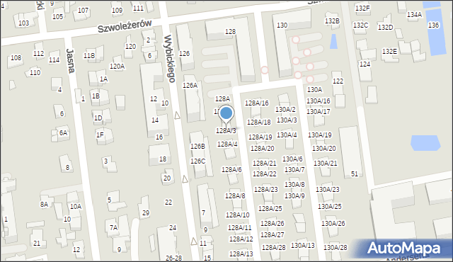 Ząbki, Szwoleżerów, 128A/3, mapa Ząbki