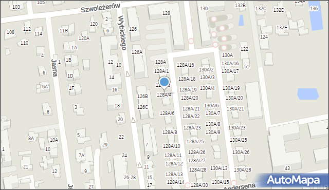 Ząbki, Szwoleżerów, 128A/4, mapa Ząbki