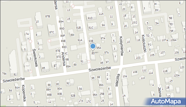 Ząbki, Szwoleżerów, 93, mapa Ząbki