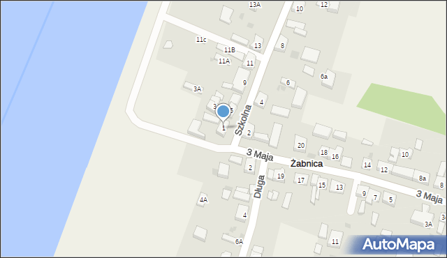 Żabnica, Szkolna, 1, mapa Żabnica