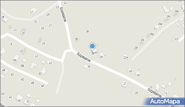 Żabno, Szpitalna, 28, mapa Żabno