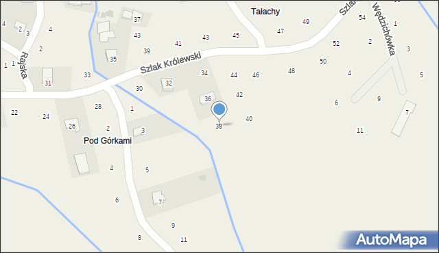 Zagacie, Szlak Królewski, 38, mapa Zagacie