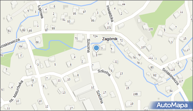 Zagórnik, Szkolna, 1, mapa Zagórnik