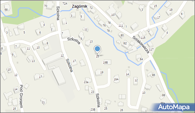 Zagórnik, Szkolna, 15, mapa Zagórnik