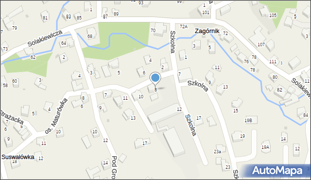 Zagórnik, Szkolna, 8, mapa Zagórnik