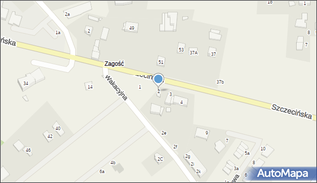 Zagość, Szczecińska, 2, mapa Zagość