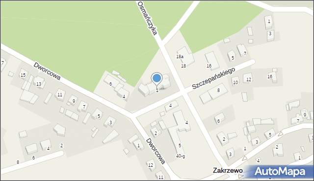 Zakrzewo, Szczepańskiego Wacława, 1, mapa Zakrzewo