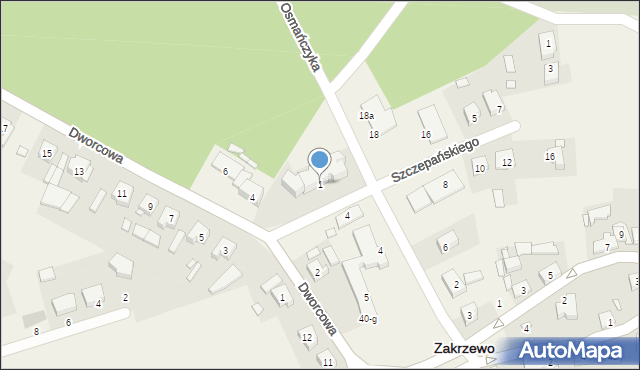 Zakrzewo, Szczepańskiego Wacława, 1, mapa Zakrzewo