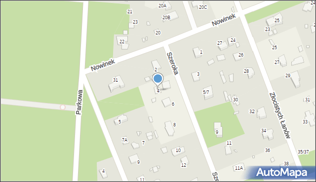 Zalesie Górne, Szeroka, 4, mapa Zalesie Górne