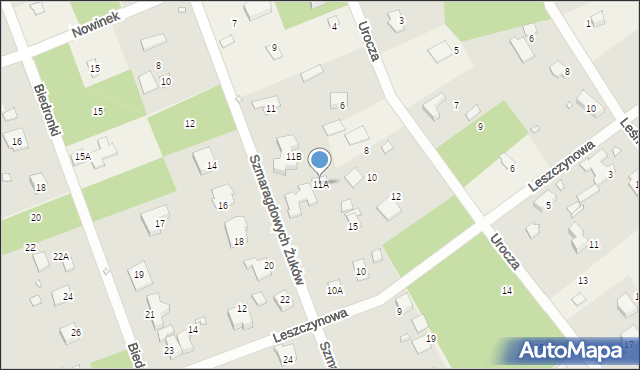 Zalesie Górne, Szmaragdowych Żuków, 11A, mapa Zalesie Górne