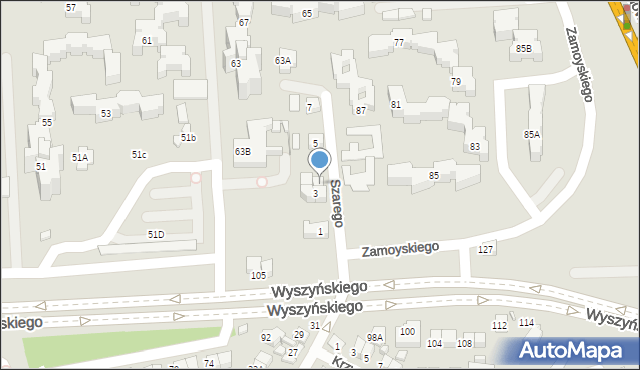 Zamość, Szarego Floriana, 3A, mapa Zamościa