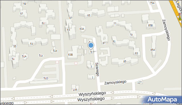 Zamość, Szarego Floriana, 5, mapa Zamościa