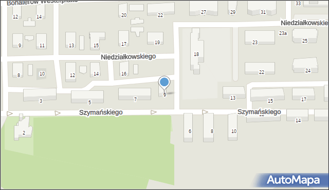 Zawiercie, Szymańskiego Franciszka, 9, mapa Zawiercie