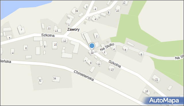 Zawory, Szkolna, 14, mapa Zawory