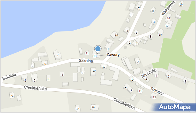 Zawory, Szkolna, 15, mapa Zawory