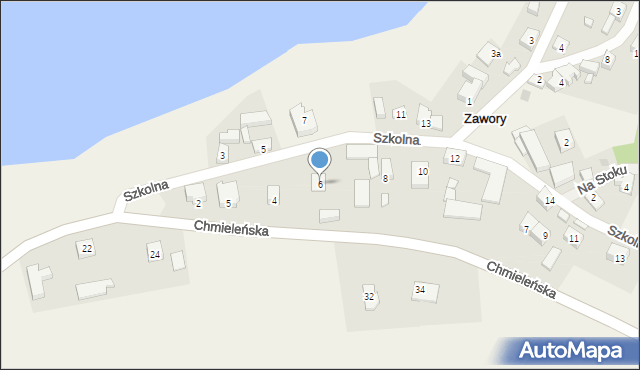 Zawory, Szkolna, 6, mapa Zawory