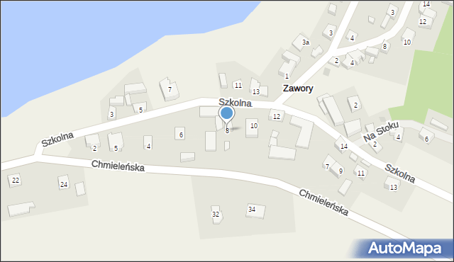 Zawory, Szkolna, 8, mapa Zawory