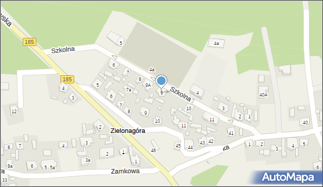 Zielonagóra, Szkolna, 9, mapa Zielonagóra