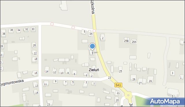 Zieluń-Osada, Szkolna, 3, mapa Zieluń-Osada