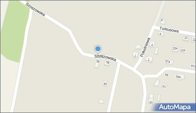 Żory, Szoszowska, 36, mapa Żor