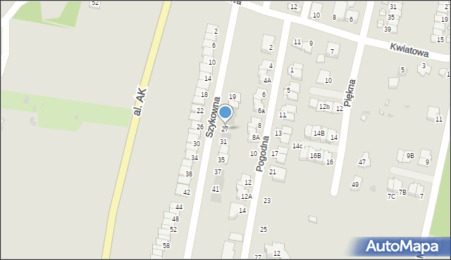 Żory, Szykowna, 27, mapa Żor