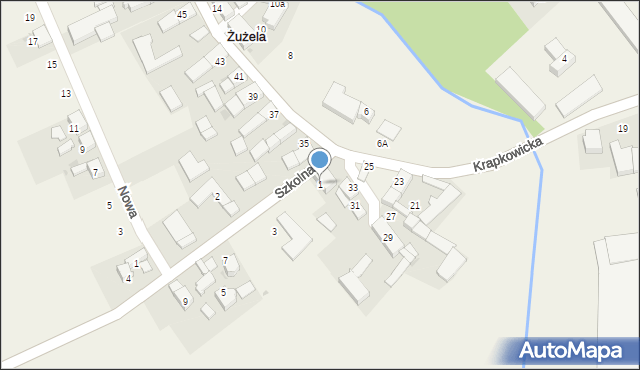 Żużela, Szkolna, 1, mapa Żużela