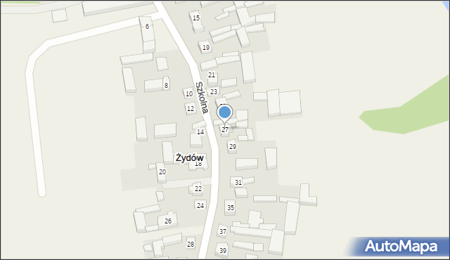 Żydów, Szkolna, 27, mapa Żydów