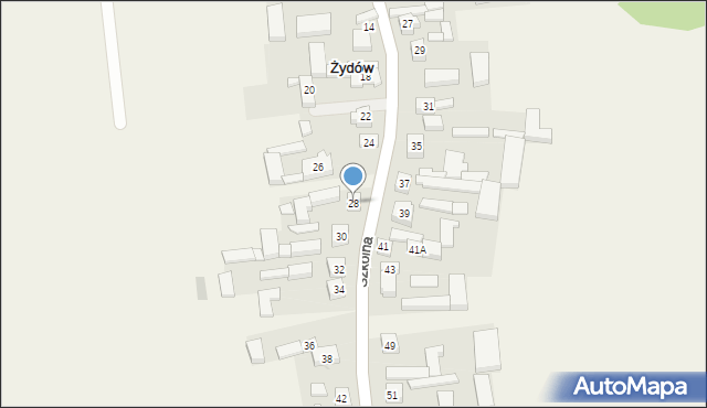 Żydów, Szkolna, 28, mapa Żydów