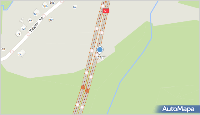 Bielsko-Biała, Taternicza, 65c, mapa Bielsko-Białej