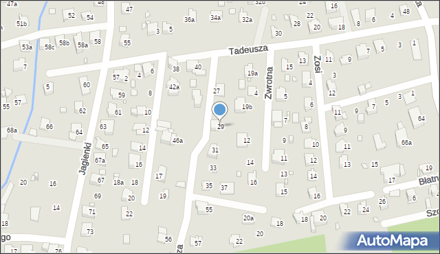 Bielsko-Biała, Tadeusza, 29, mapa Bielsko-Białej