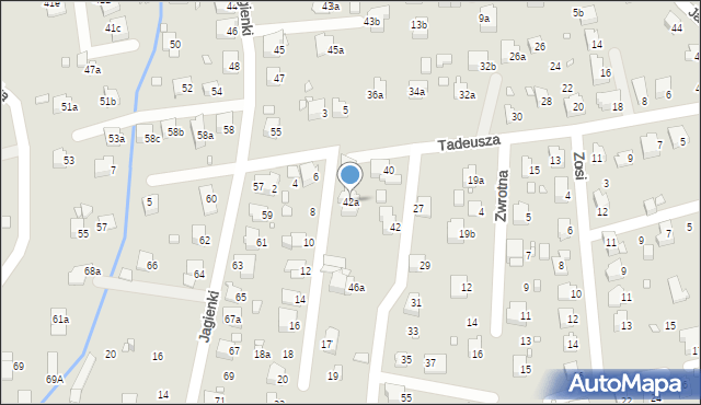 Bielsko-Biała, Tadeusza, 42a, mapa Bielsko-Białej