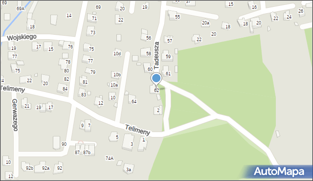 Bielsko-Biała, Tadeusza, 62, mapa Bielsko-Białej